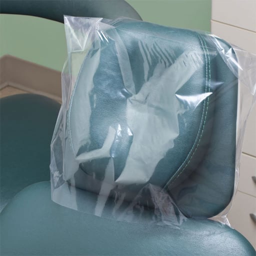 Plasdent 11" x 9-1/2" Headrest Covers, Clear Plastic 250/Bx. Pleated