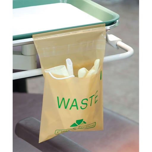 Plasdent Stick-on Beige Utility Waste Bags, 9" x 10" 200/Bx. For non-hazardous waste