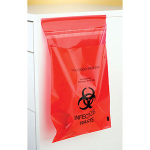 Plasdent Stick-on Red Bio Hazard Waste Bags 9" x 10" 200/Bx.