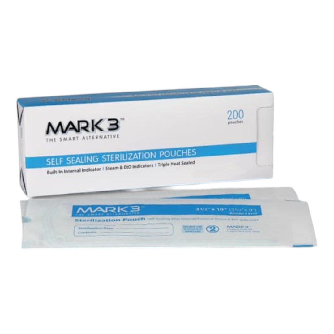 2-3/4" x 10" (2-3/4" x 9") Self-Sealing Sterilization Pouch, MARK3, 200/Box